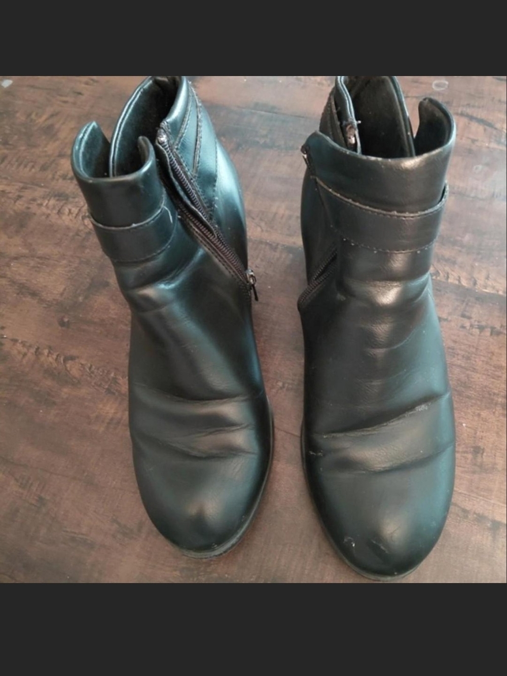 boc Black Leather Side-Zip Ankle Booties